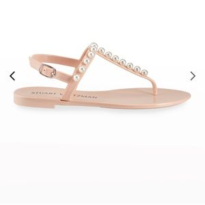 Stuart Weitzman Golden Pearlie Stud jelly sandals